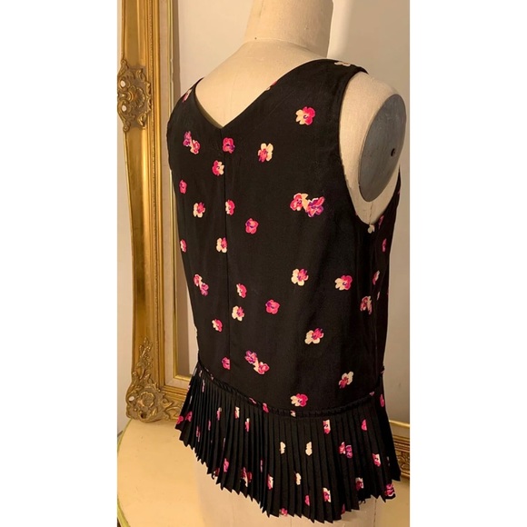 Rebecca Taylor | Mia Pleat Top Sleeveless V-Neck Silk/Spandex Floral - Picture 6 of 12